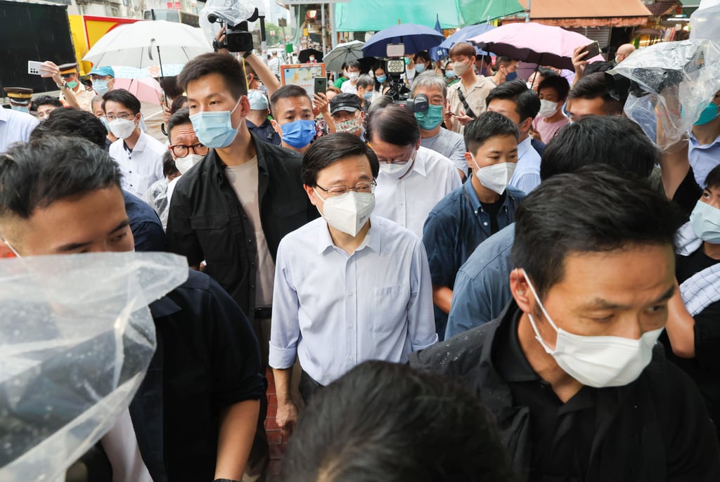 Chief Executive John Lee visits Sham Shui Po on Saturday. Photo: Yik Yeung-man Chief Executive John Lee visits Sham Shui Po on Saturday. Photo: Yik Yeung-man