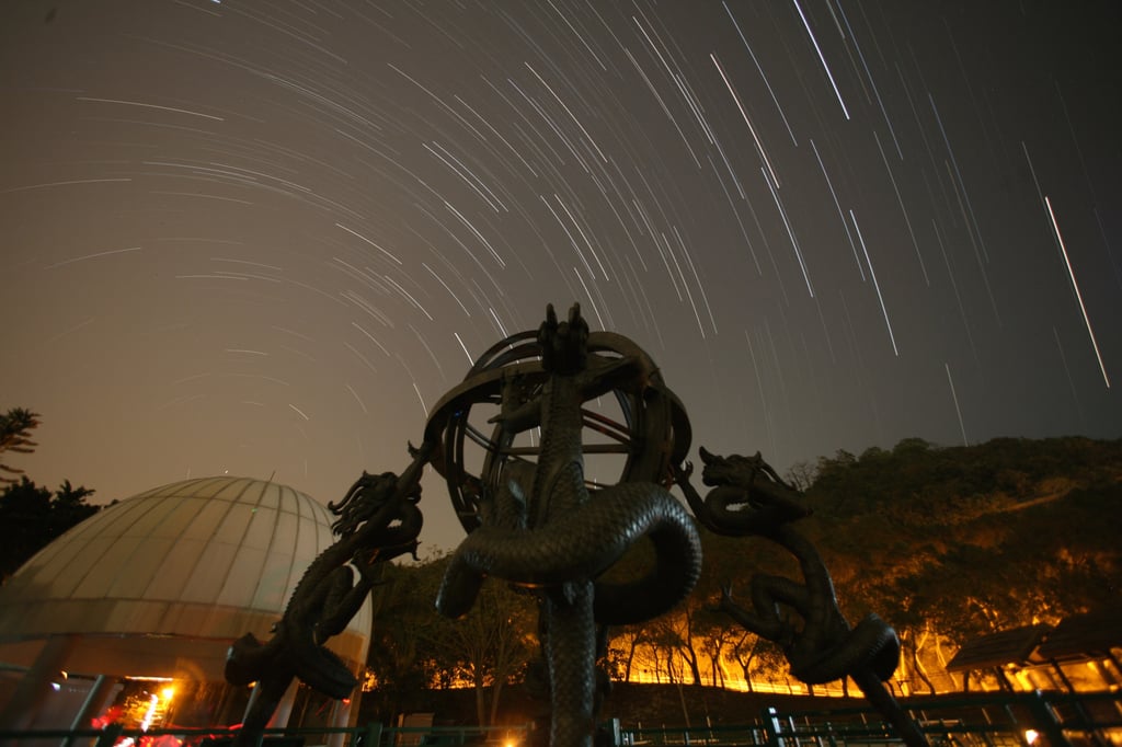Night-time star trails photographed at Hong Kong’s Astro Park, near High Island Reservoir, Sai Kung. Photo: Hong Kong Space Museum Night-time star trails photographed at Hong Kong’s Astro Park, near High Island Reservoir, Sai Kung. Photo: Hong Kong Space Museum