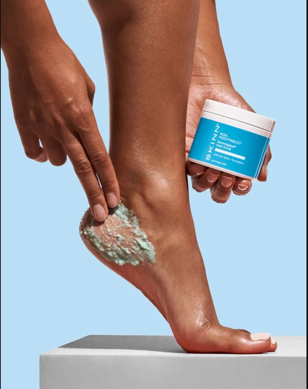 A good foot scrub will help keep your feet exfoliated and healthy. Photo: Skinn
