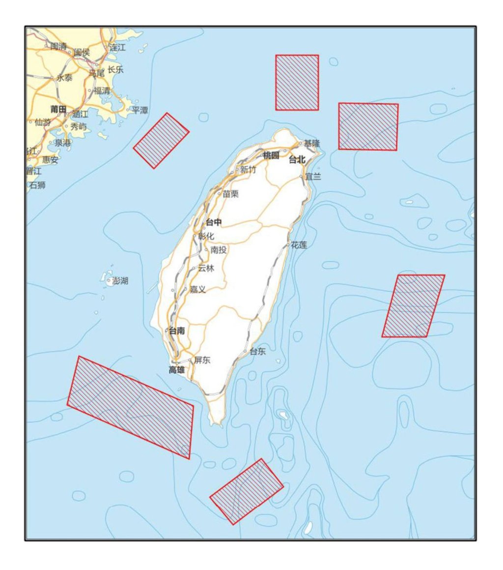 Graphic representation of the areas around Taiwan where the People’s Liberation Army (PLA) plan to hold military drills. Photo: Bloomberg