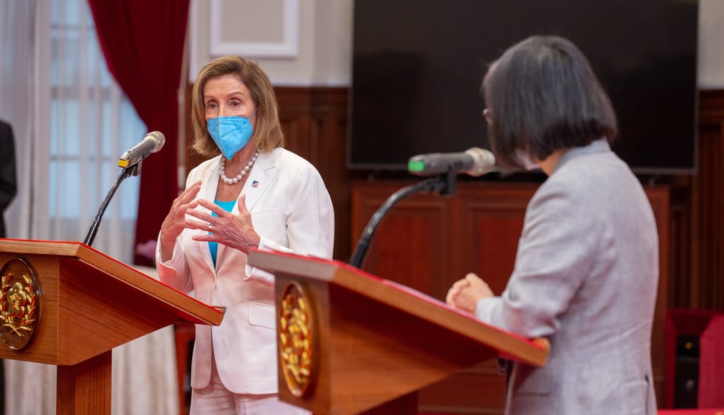 US House Speaker Nancy Pelosi and Taiwan’s President Tsai Ing-wen hold a joint press conference in Taipei on August 3, 2022. Photo: Taiwan Presidential Palace/dpa