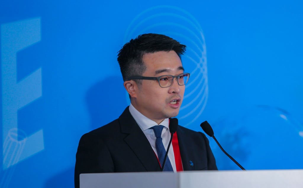 Calvin Choi Chi-kin, who controls AMTD Group, speaks during a 2018 forum in Hong Kong. Photo: Xiaomei Chen Calvin Choi Chi-kin, who controls AMTD Group, speaks during a 2018 forum in Hong Kong. Photo: Xiaomei Chen