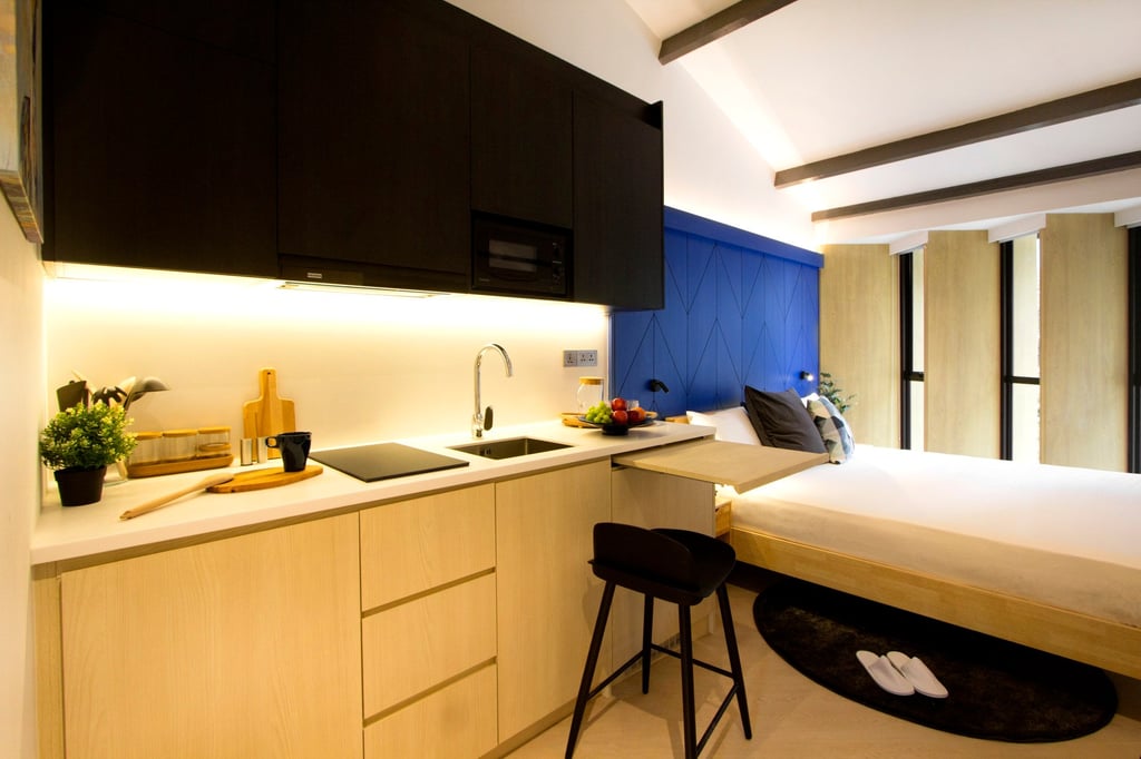 A room with a kitchenette in a Coliwoo co-living space. Photo: Handout A room with a kitchenette in a Coliwoo co-living space. Photo: Handout
