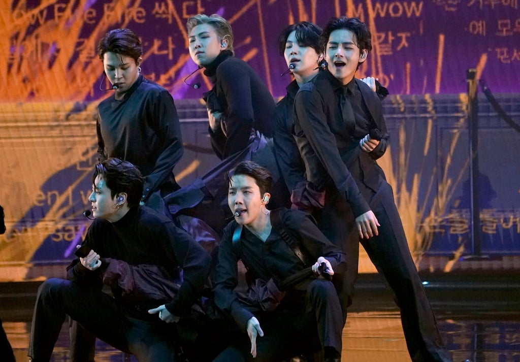 BTS perform Butter at the Grammy Awards in Las Vegas, the US, on April 3, 2022. Photo: Chris Pizzello/Invision/AP BTS perform Butter at the Grammy Awards in Las Vegas, the US, on April 3, 2022. Photo: Chris Pizzello/Invision/AP