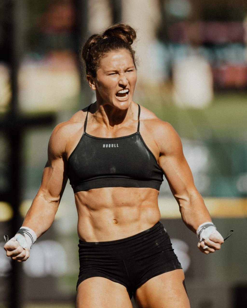 Tia-Clair Toomey right after winning the 2021 Rogue Invitational. Photo: Facebook Tia-Clair Toomey right after winning the 2021 Rogue Invitational. Photo: Facebook