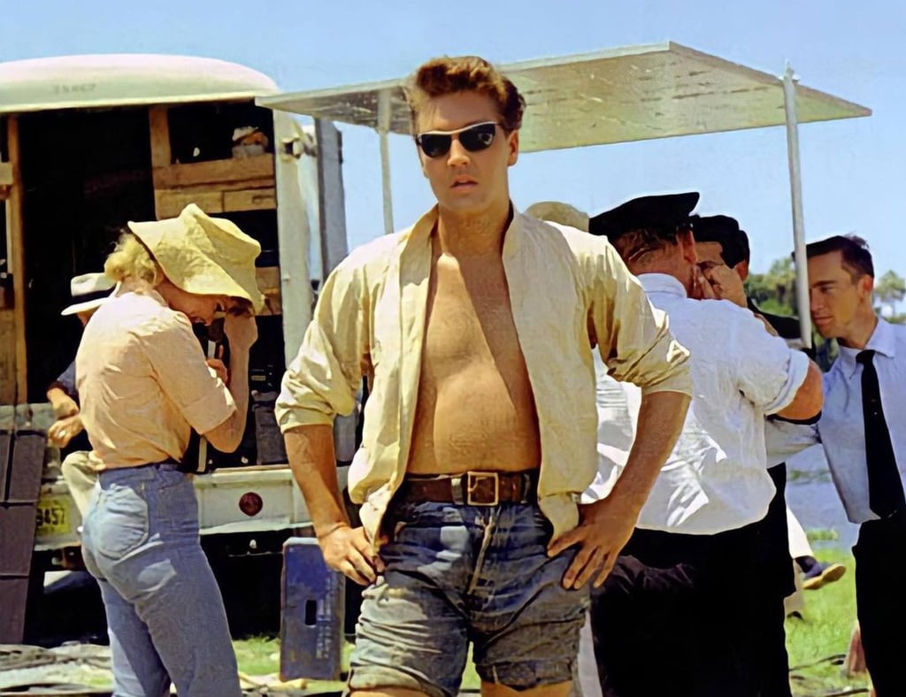 Elvis Presley between takes on the set of Follow That Dream. Photo: @elvis_presley_officialfanpage/Instagram