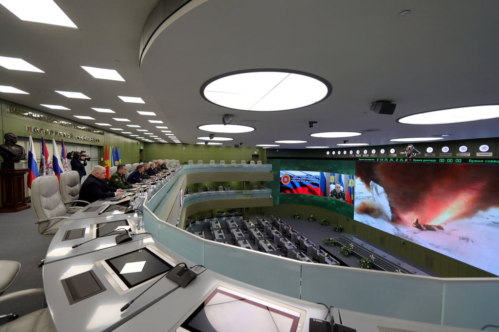 Russia’s President Vladimir Putin visits the National Defence Control Centre in Moscow in December 2018 to oversee the test of a new hypersonic missile system. Photo: Kremlin/Sputnik via Reuters Russia’s President Vladimir Putin visits the National Defence Control Centre in Moscow in December 2018 to oversee the test of a new hypersonic missile system. Photo: Kremlin/Sputnik via Reuters