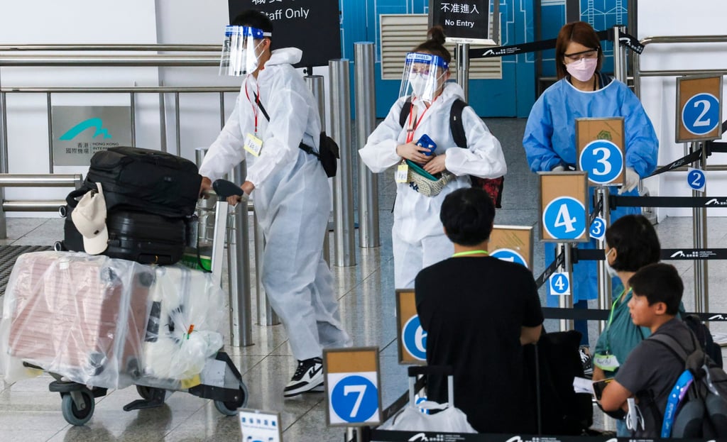 Overseas passengers arrive at Hong Kong’s airport. According to data collected from July 8 to August 4, about 50 per cent of imported cases were uncovered through PCR tests at the airport. Photo: K. Y. Cheng
