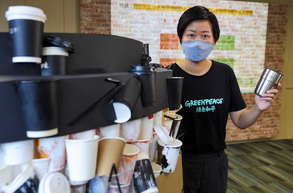 Greenpeace campaigner Leanne Tam Wing-lam says Hong Kong should encourage reusing utensils and explore a reusable utensils borrowing system to reduce disposable waste in the city. Photo: Edmond So Greenpeace campaigner Leanne Tam Wing-lam says Hong Kong should encourage reusing utensils and explore a reusable utensils borrowing system to reduce disposable waste in the city. Photo: Edmond So