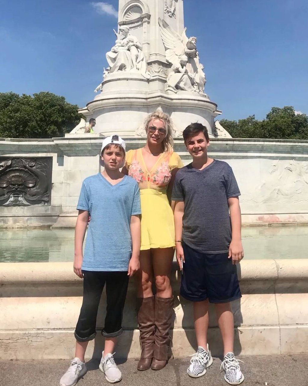 Britney Spears with her sons, Preston and Jayden Federline, in front of the statue of Eros in London a few years ago. Photo: @prestonandjayden/Instagram