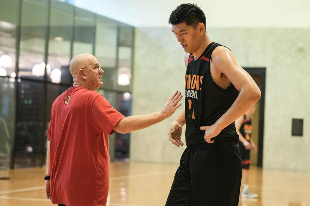 Coach William with Liu Chuanxing during a Bay Area Dragons training session. Photo: EASL
