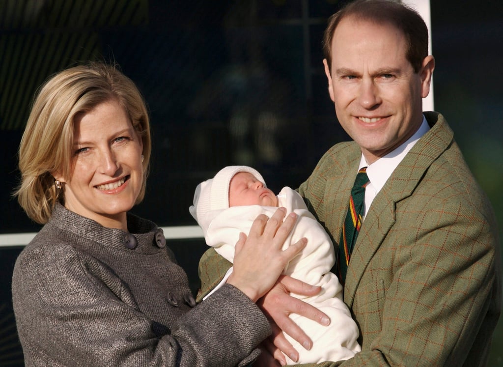 Sophie, Countess of Wessex and Prince Edward, Earl of Wessex leave Frimley Park Hospital with their baby son, James, Viscount Severn, their second child, in 2007, in Surrey, England. Photo: Getty Images