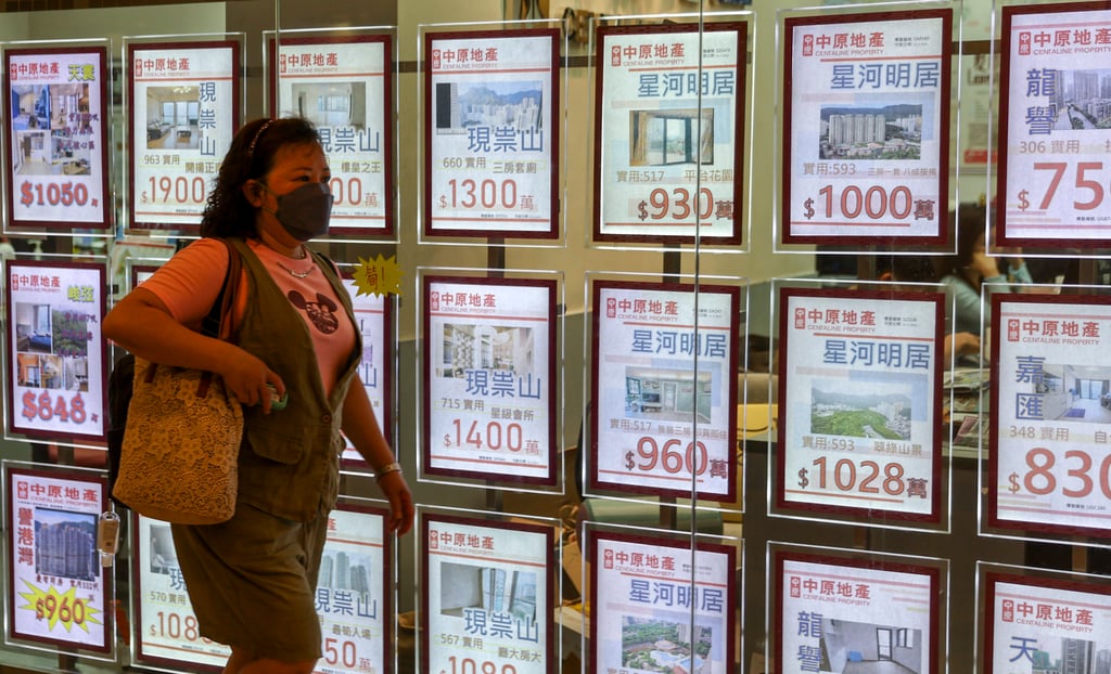 Residential property advertisements displayed on the window of a real estate agency in Wong Tai Sin. Photo: Edmond So Residential property advertisements displayed on the window of a real estate agency in Wong Tai Sin. Photo: Edmond So