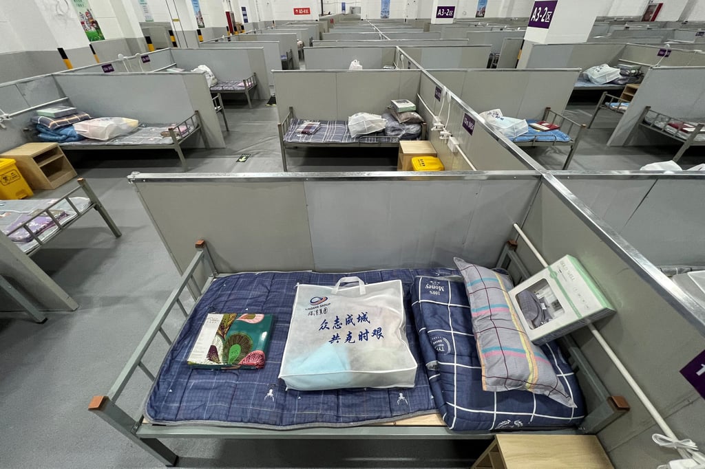 A makeshift hospital set up for coronavirus patients in Shanghai in April. Photo: AFP