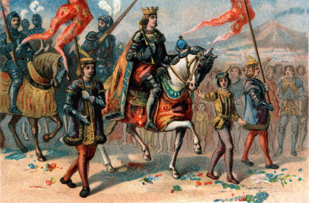 An illustration of King Charles VIII entering Naples on February 22, 1495, during the Italian Wars. The first European outbreak of syphilis occurred at the time in Naples, and was called French pox because the invaders were blamed for its spread. Photo: Stefano Bianchetti/Corbis via Getty Images