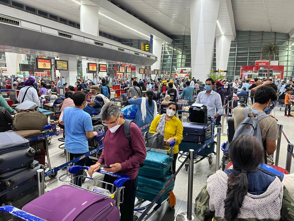 Long queues for summer travellers at Indira Gandhi International Airport in Delhi are a sign of the times. Photo: Getty Images