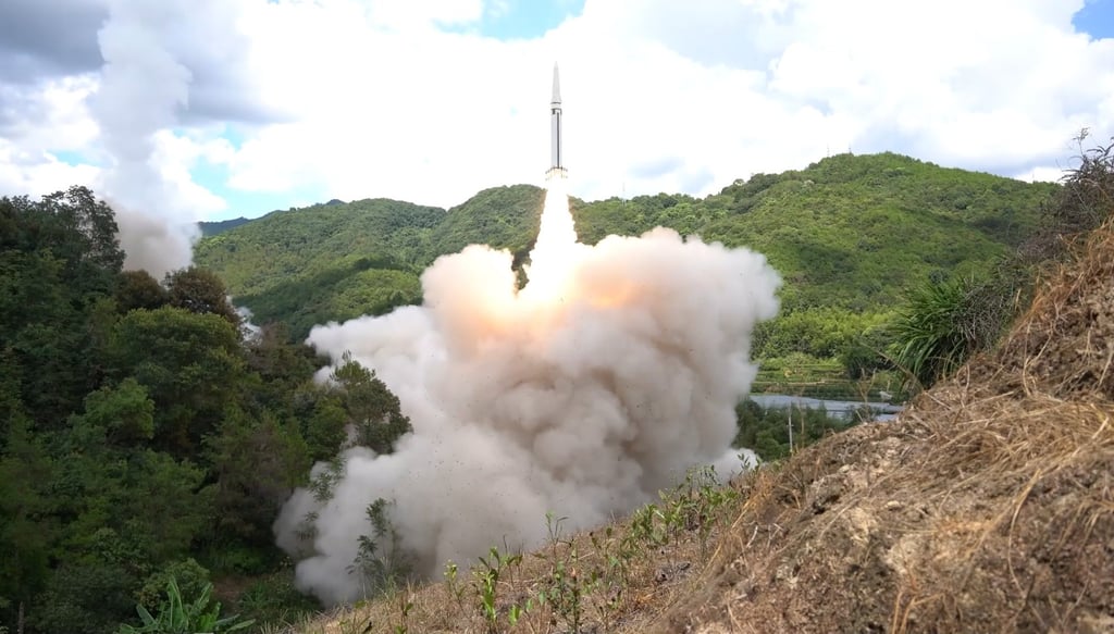 A missile is launched by the Chinese military’s Eastern Theatre Command rocket force from an undisclosed location near Taiwan following Nancy Pelosi’s visit earlier this month. Photo: Xinhua