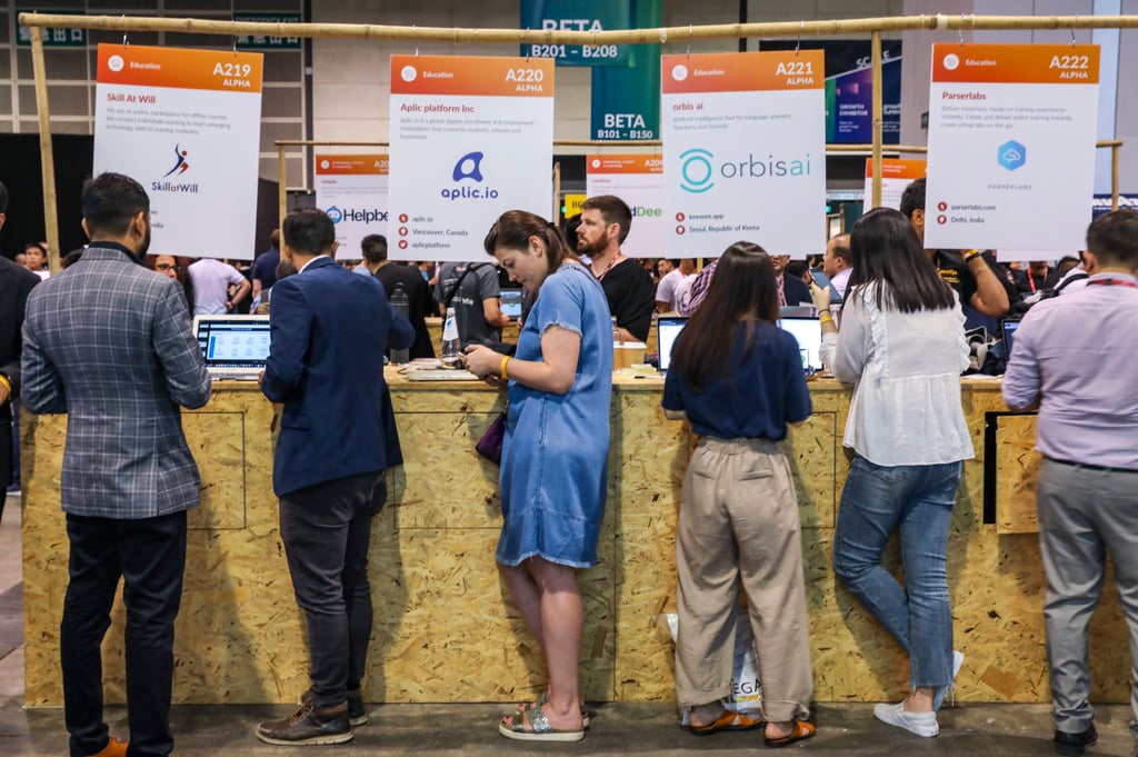Exhibitors at the annual RISE Conference in 2019 in Wan Chai. Photo: K. Y. Cheng