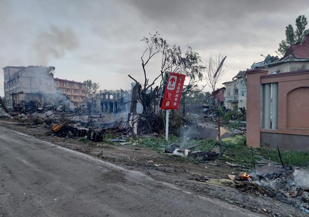 Buildings hit by a Russian missile strike in a resort area in Odesa region on Wednesday, as Russia’s attack on Ukraine continues. Photo: Handout via Reuters