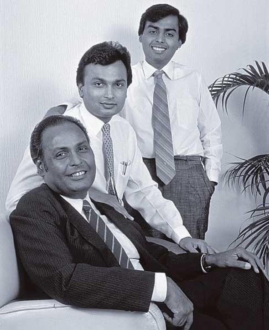 Family patriarch Dhirubhai Ambani, pictured here with his sons Mukesh and Anil Ambani, was also inexplicably mentioned in the threatening phone calls. Photo: @nita_ambani77/ Instagram Family patriarch Dhirubhai Ambani, pictured here with his sons Mukesh and Anil Ambani, was also inexplicably mentioned in the threatening phone calls. Photo: @nita_ambani77/ Instagram