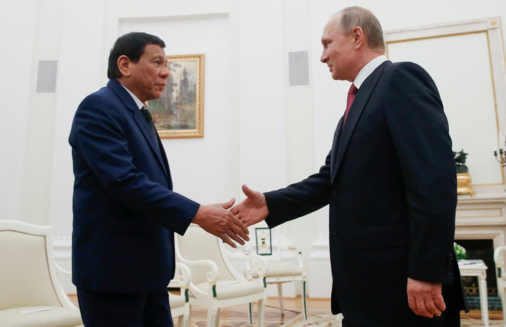 Then Philippine president Rodrigo Duterte meets Russian President Vladimir Putin at the Kremlin in Moscow, on May 23, 2017. Photo: AP