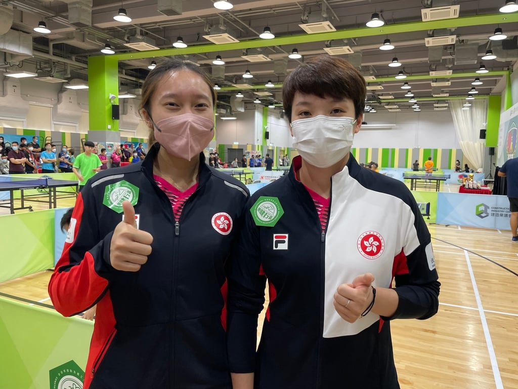 Doo Hoi-kem (right) and Minnie Soo appear in an exhibition match. Photo: Chan Kin-wa