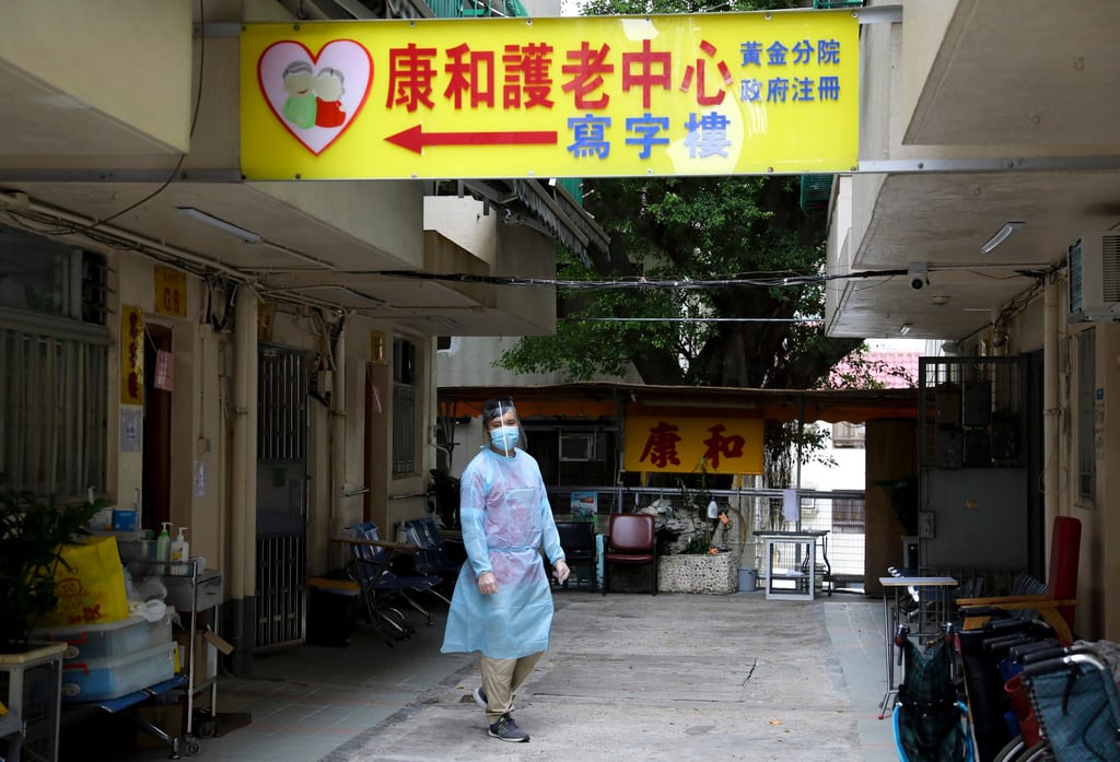A medical worker at an elderly care home in Hong Kong. Photo: Dickson Lee