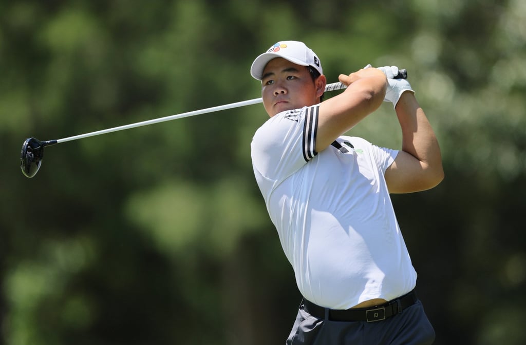 Joohyung Kim of South Korea plays his shot from the seventh tee during the final round of the FedEx St Jude Championship at TPC Southwind on August 14, 2022 in Memphis, Tennessee. Photo: Getty Images Joohyung Kim of South Korea plays his shot from the seventh tee during the final round of the FedEx St Jude Championship at TPC Southwind on August 14, 2022 in Memphis, Tennessee. Photo: Getty Images