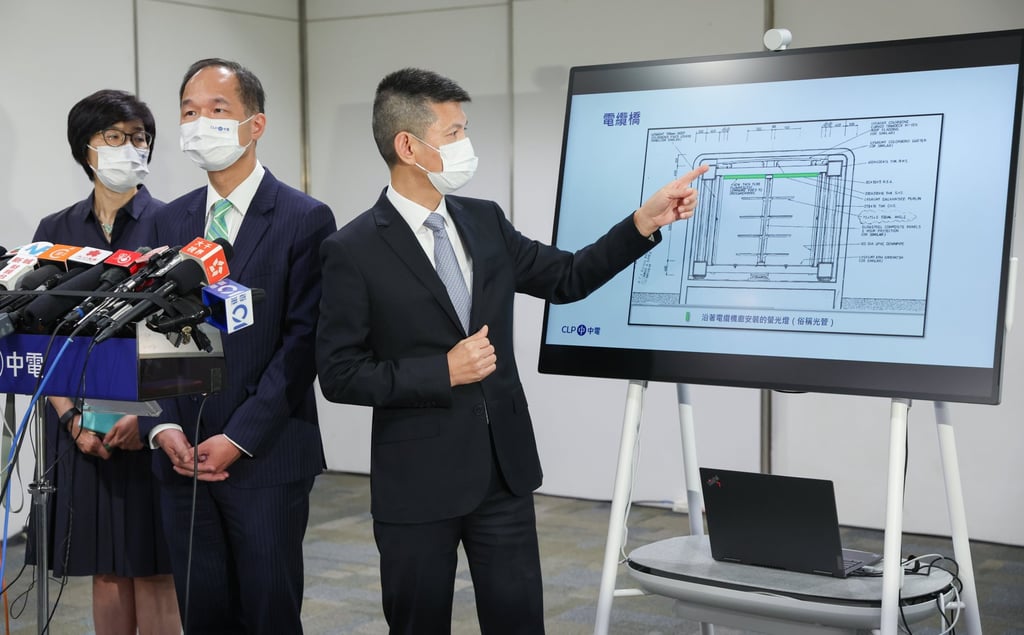 CLP Power discloses details of its final report two months after the cable bridge fire in Yuen Long. Photo: Yik Yeung-man CLP Power discloses details of its final report two months after the cable bridge fire in Yuen Long. Photo: Yik Yeung-man