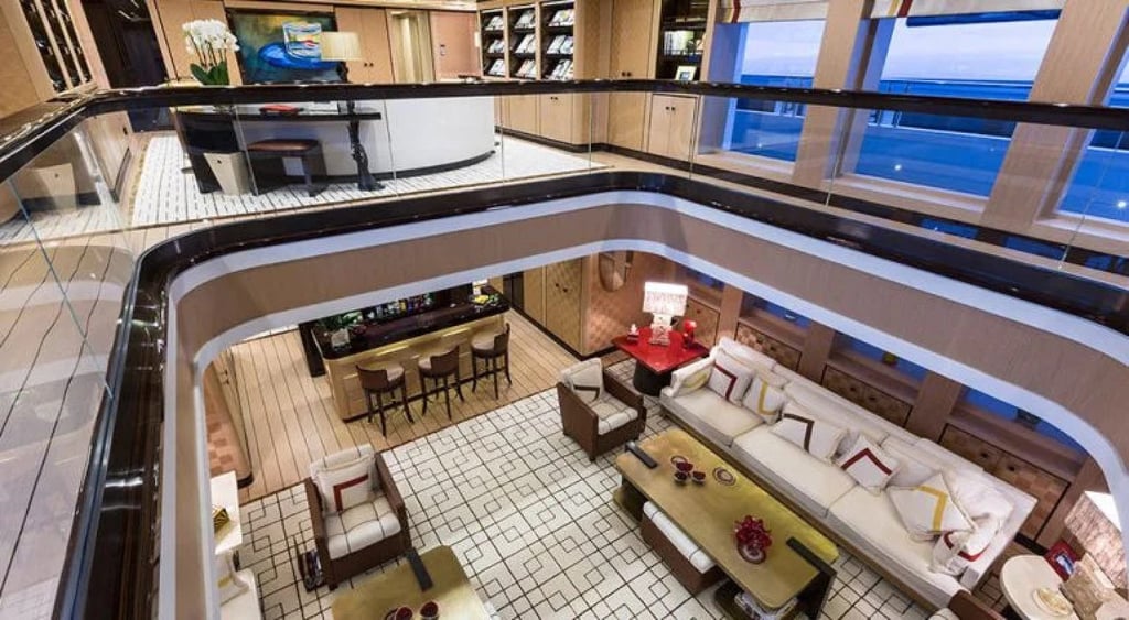 The Axioma’s main deck – it is reported to have had five decks in total. Photo: Luxurylaunches