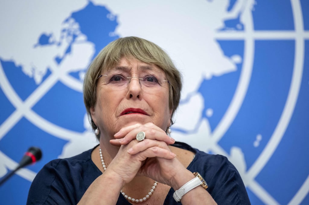 UN rights chief Michelle Bachelet at the United Nations offices in Geneva on Thursday. Photo: AFP UN rights chief Michelle Bachelet at the United Nations offices in Geneva on Thursday. Photo: AFP