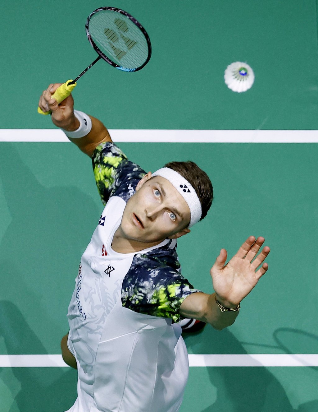 Denmark’s Viktor Axelsen plays a shot en route to beating Thailand’s Kunlavut Vitidsarn. Photo: Kyodo Denmark’s Viktor Axelsen plays a shot en route to beating Thailand’s Kunlavut Vitidsarn. Photo: Kyodo