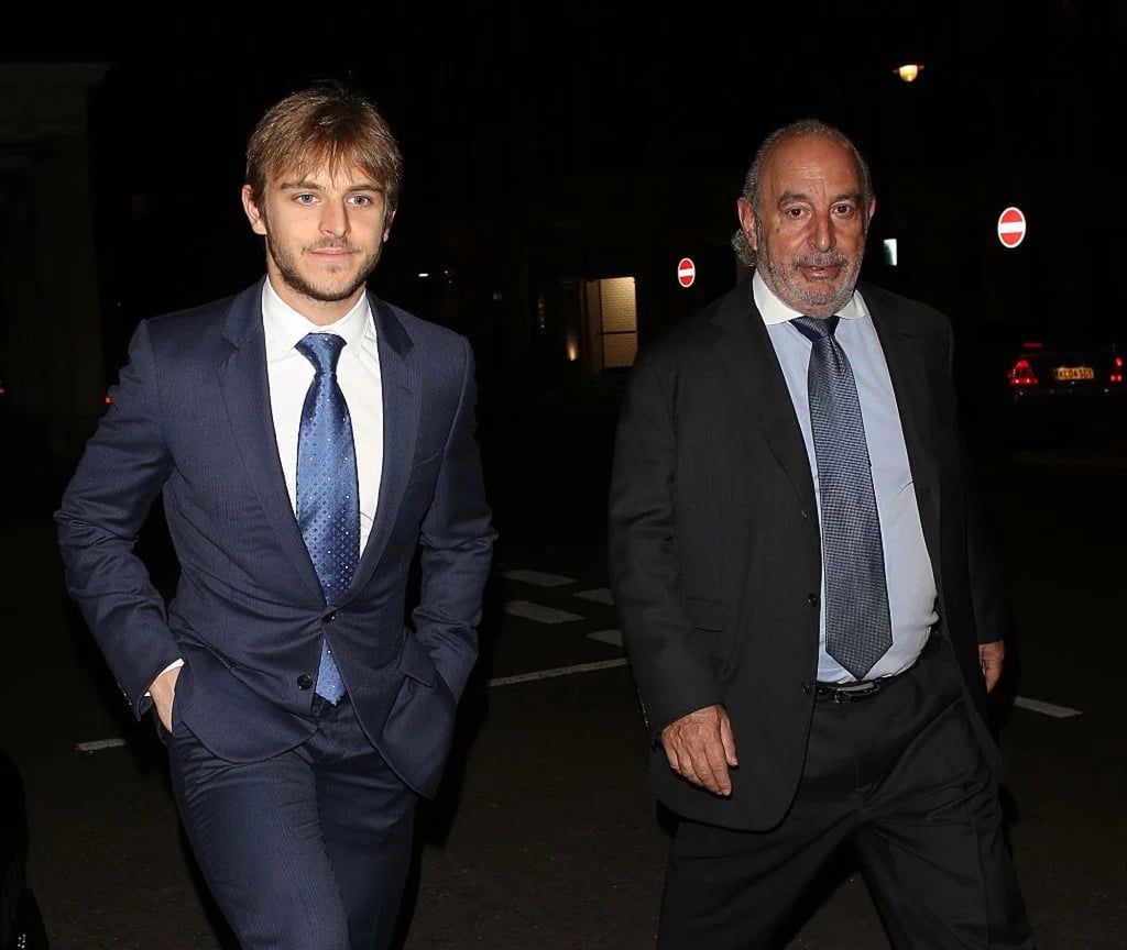 Brandon Green and dad Philip Green at Harry’s Bar in March 2015, in London, England. Photo: GC Images