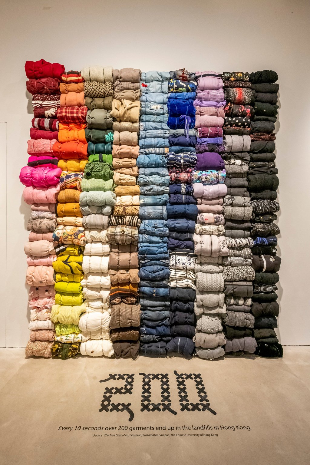 An installation highlighting Hong Kong’s throwaway culture that forms part of the Chat Summer Programme 2022 “We are Textile Culture Net!” Photo: Enid Tsui