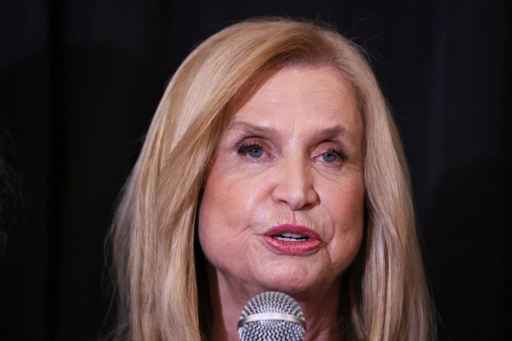 US congresswoman Carolyn Maloney speaks at an election-night gathering in New York in August. Photo: AFP