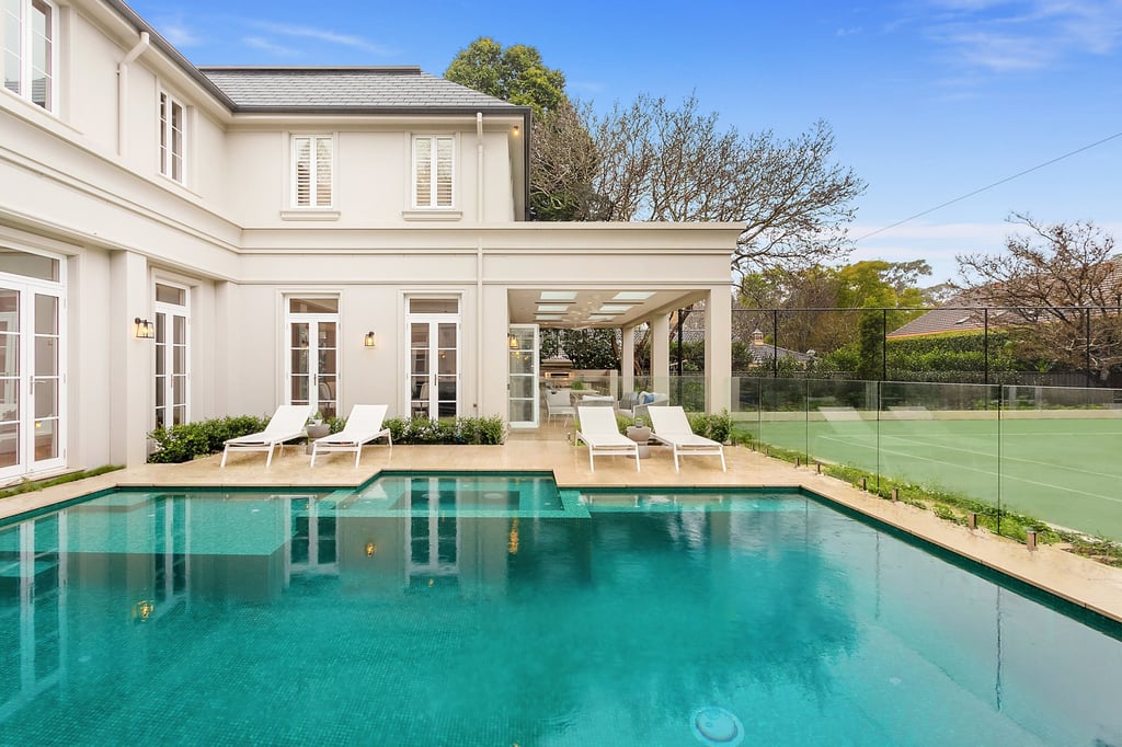 Swimming pool at 49 Ku-Ring-Gai Avenue, Turramurra, Australia. Photo: DiJones