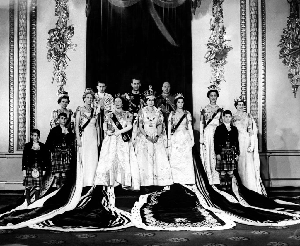 In this shot taken on Queen Elizabeth’s coronation day in 1953, in Buckingham Palace, the queen is flanked by various members of the royal family, including a young Prince William of Gloucester, second from left. Photo: AFP