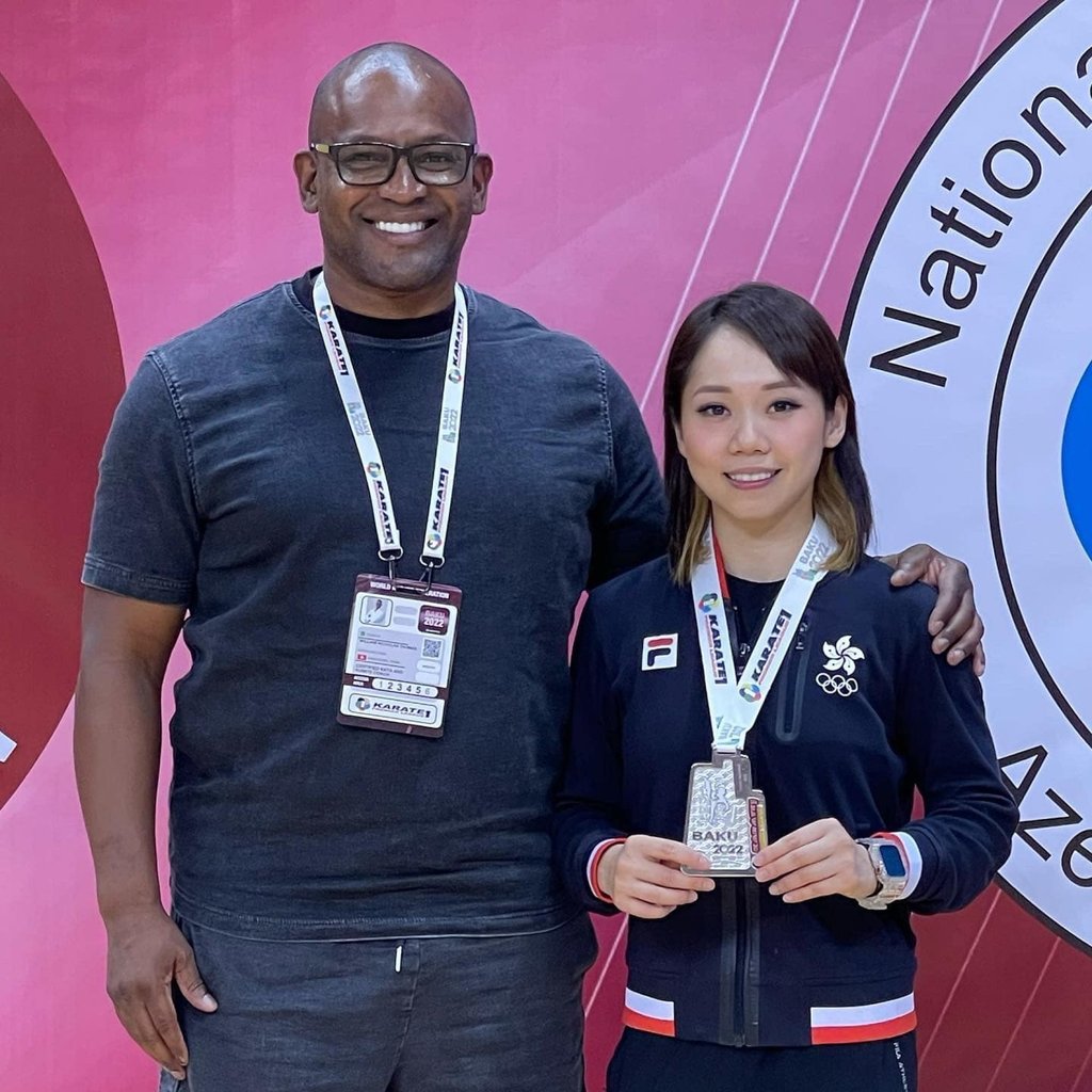 William Thomas, the Hong Kong Sports Institute head coach, lauded Grace Lau’s progress after the Karate 1 Premier League in Baku. Photo: WKF William Thomas, the Hong Kong Sports Institute head coach, lauded Grace Lau’s progress after the Karate 1 Premier League in Baku. Photo: WKF