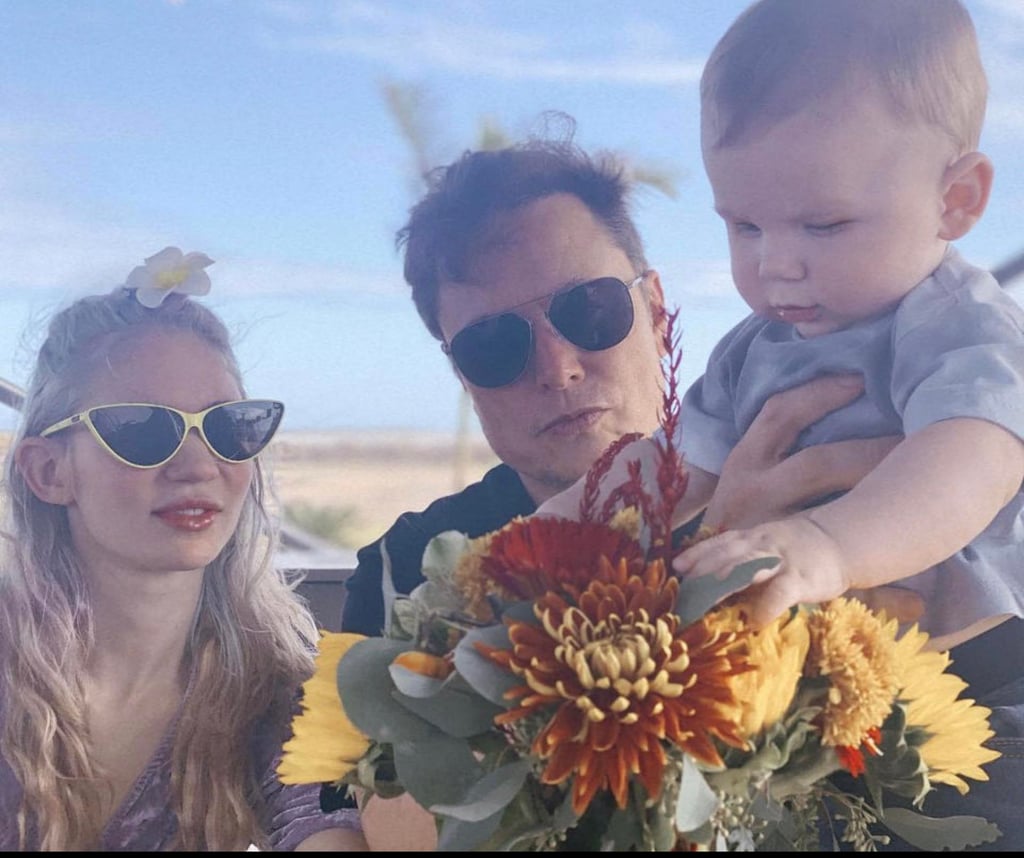 Elon Musk’s family photo with Grimes and son X Æ A-12. Photo: @elonmusk/ Twitter
