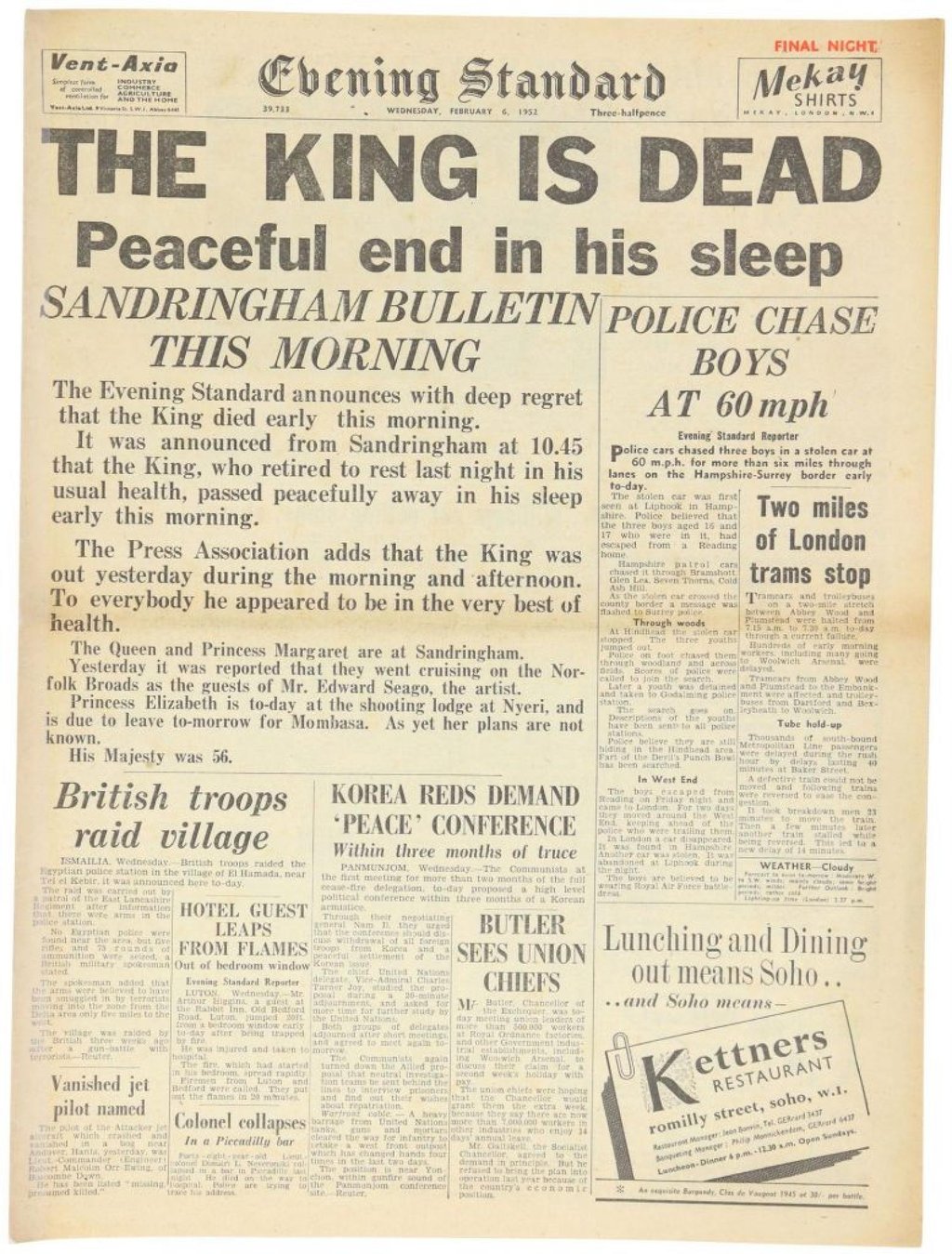 An old newspaper clipping sharing news on the death of a royal family member. Photo: SCMP Archives An old newspaper clipping sharing news on the death of a royal family member. Photo: SCMP Archives