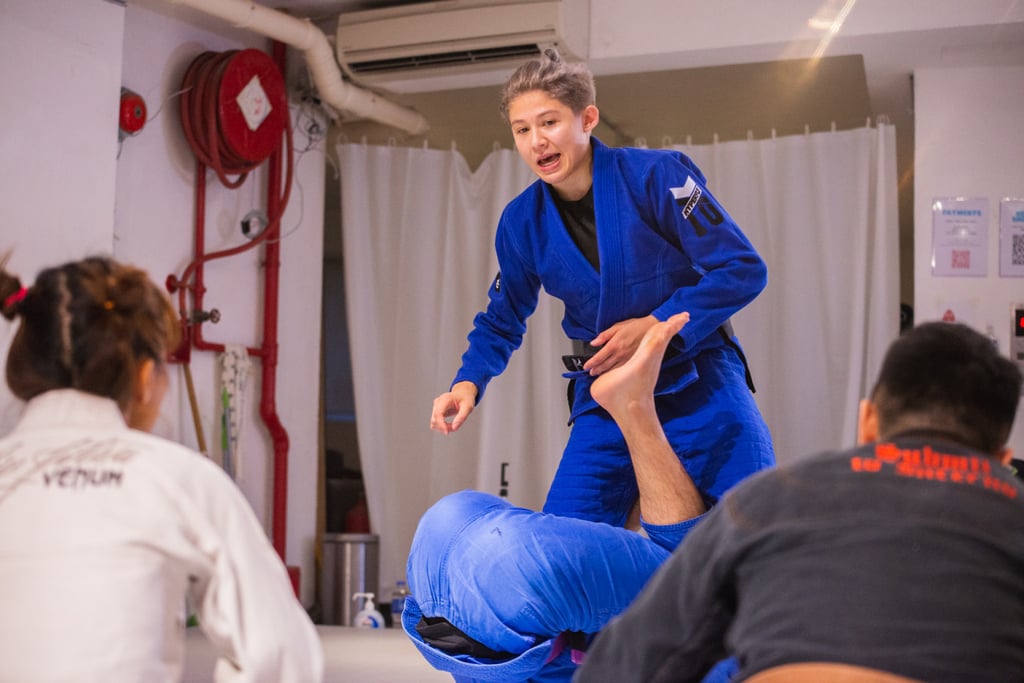 Margot Ciccarelli displays a technique to the class at Tempo Jiu Jitsu in Central’s Soho district. Photo: Iris Tai