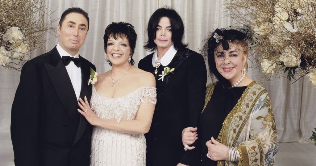 David Gest, Liza Minnelli, Michael Jackson and Elizabeth Taylor pose for an official photo as part of OK! Magazine’s exclusive coverage of the 2022 wedding. Photo: OK! David Gest, Liza Minnelli, Michael Jackson and Elizabeth Taylor pose for an official photo as part of OK! Magazine’s exclusive coverage of the 2022 wedding. Photo: OK!