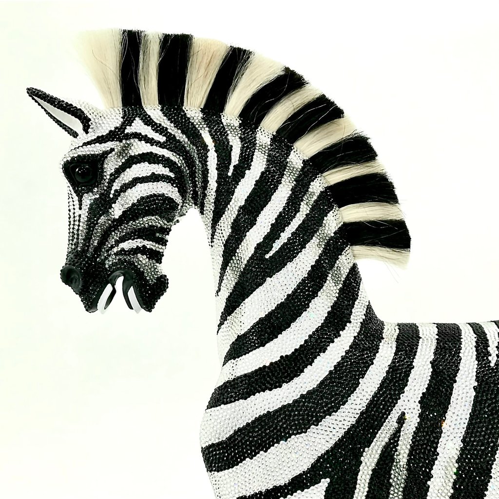 The Stevenson Brothers Crystal Zebra rocking horse features 80,000 hand-placed Swarovski crystals. Photo: Stevenson Brothers