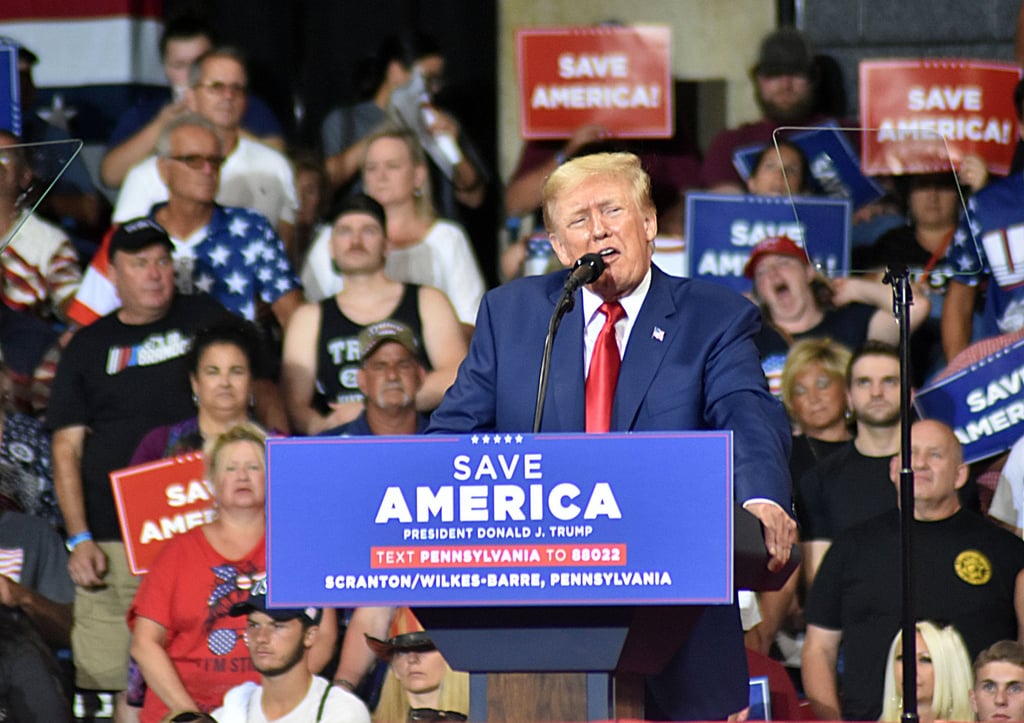 Former US President Donald Trump delivers remarks at a Save America rally in Pennsylvania, on September 3. Photo: DPA