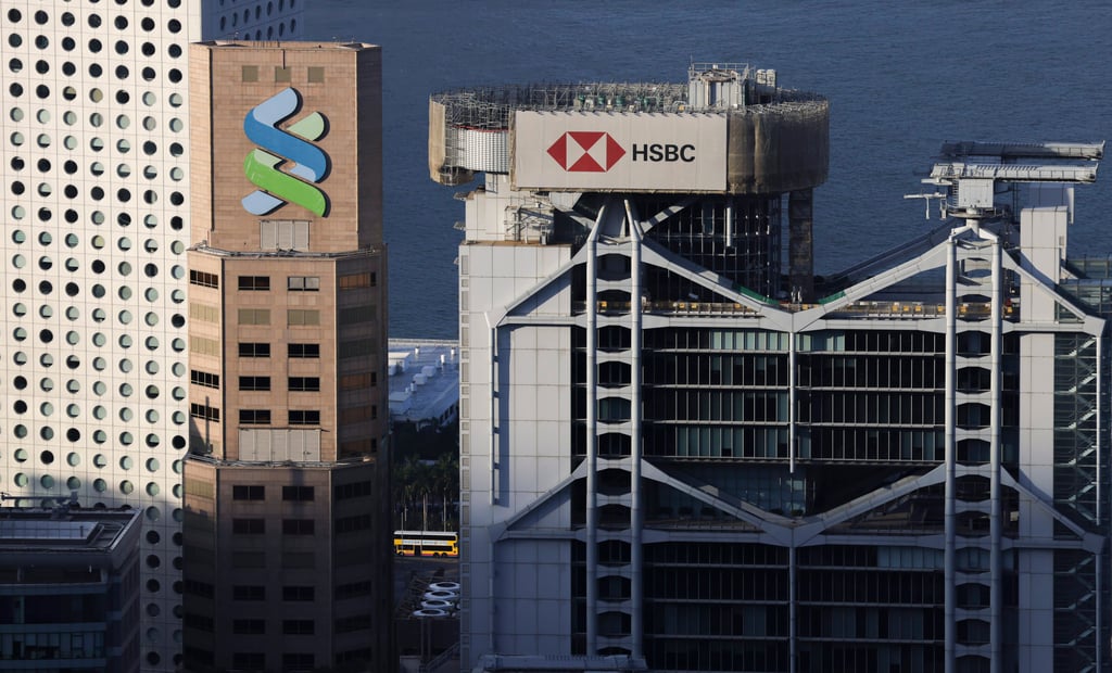 HSBC and Standard Chartered Bank in Hong Kong’s Central. Both banks have kept their prime rates steady for now. Photo: Nora Tam