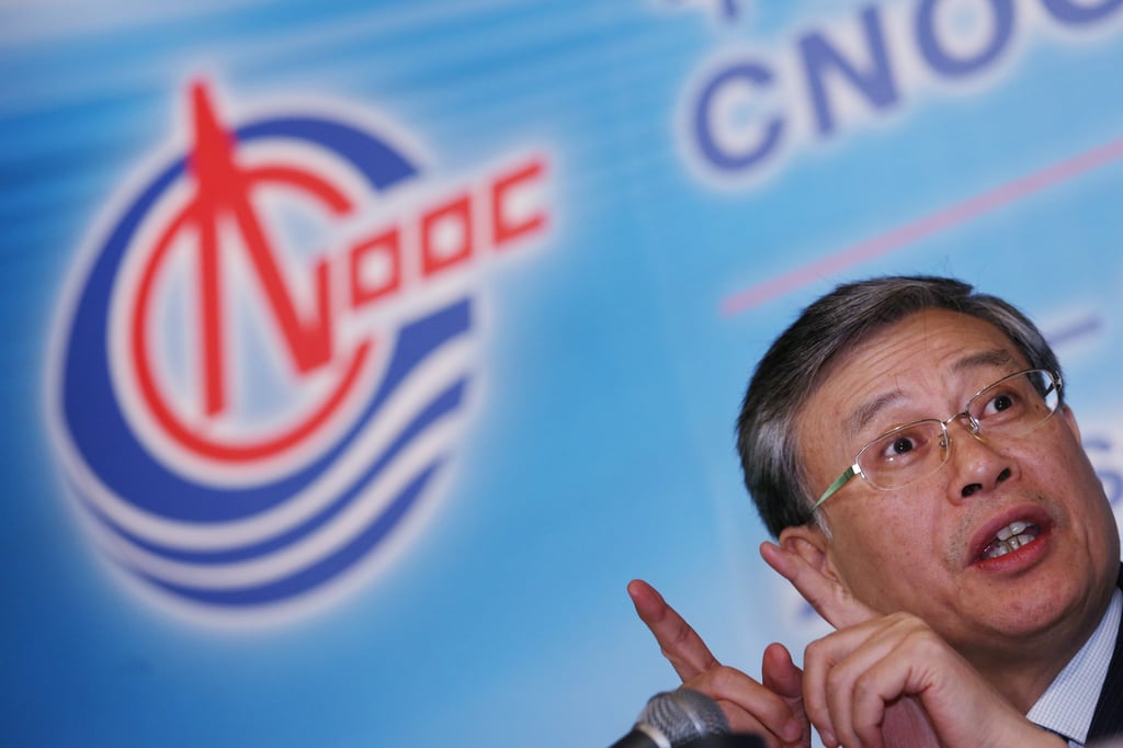 Li Fanrong, then chief executive of Cnooc Limited, speaking at the company’s press conference in Hong Kong on January 19, 2016. Photo: Nora Tam Li Fanrong, then chief executive of Cnooc Limited, speaking at the company’s press conference in Hong Kong on January 19, 2016. Photo: Nora Tam