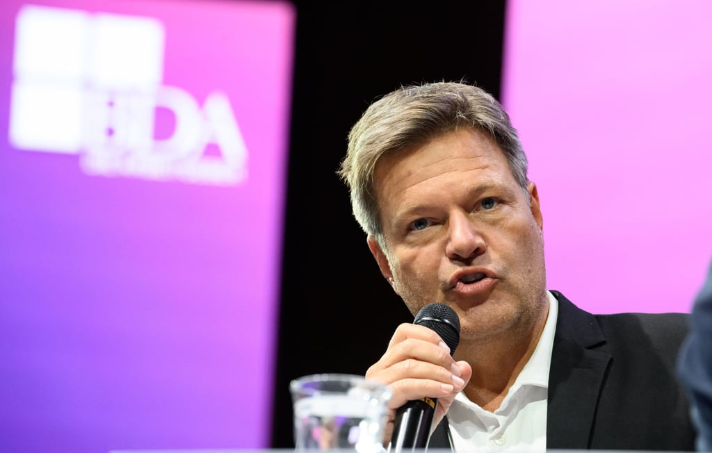 German Minister for Economic Affairs and Climate Protection Robert Habeck speaks at the former Tempelhof Airport in Berlin on Tuesday. Photo: dpa German Minister for Economic Affairs and Climate Protection Robert Habeck speaks at the former Tempelhof Airport in Berlin on Tuesday. Photo: dpa