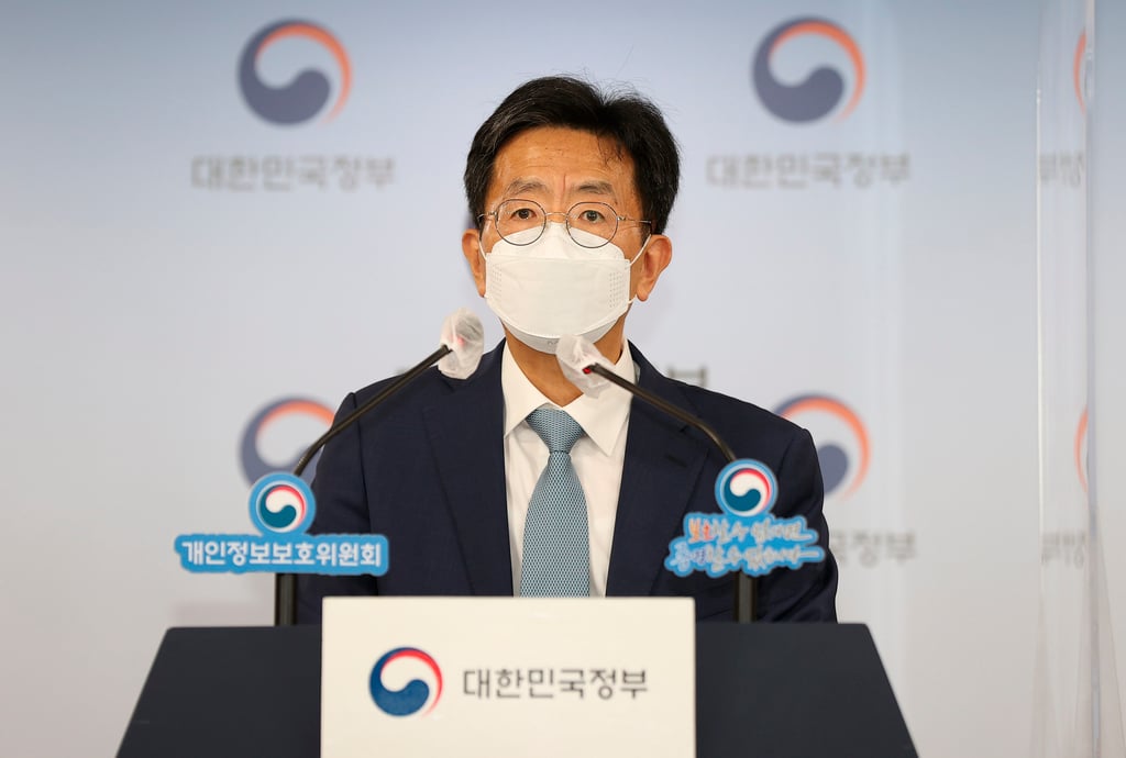 Yang Cheongsam, an investigation and coordination bureau director-general of the Personal Information Protection Commission, speaks at the Government Complex in Seoul on September 14, 2022. Photo: AP