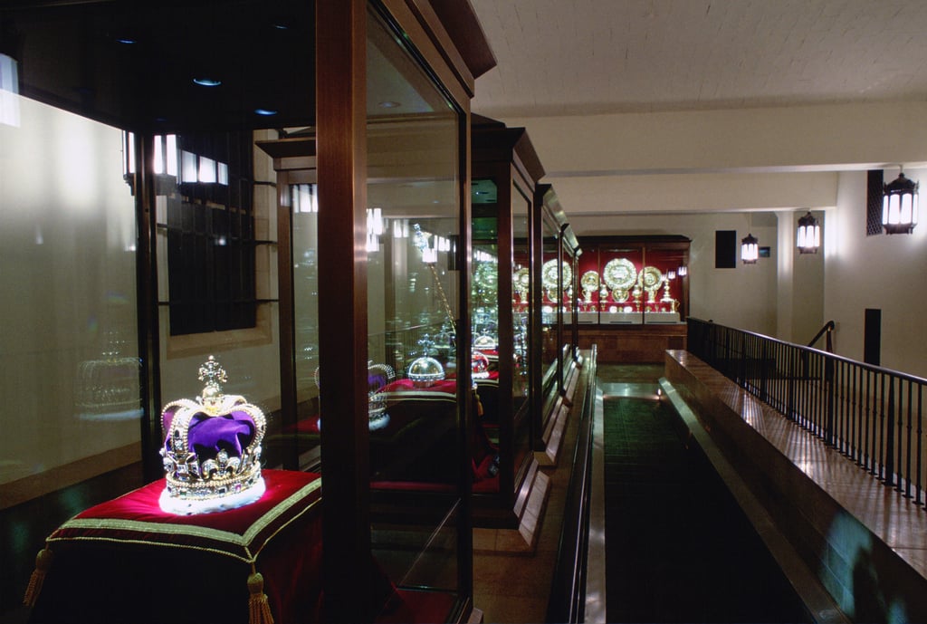 The British Crown Jewels on display inside the Tower of London. Photo: Getty Images