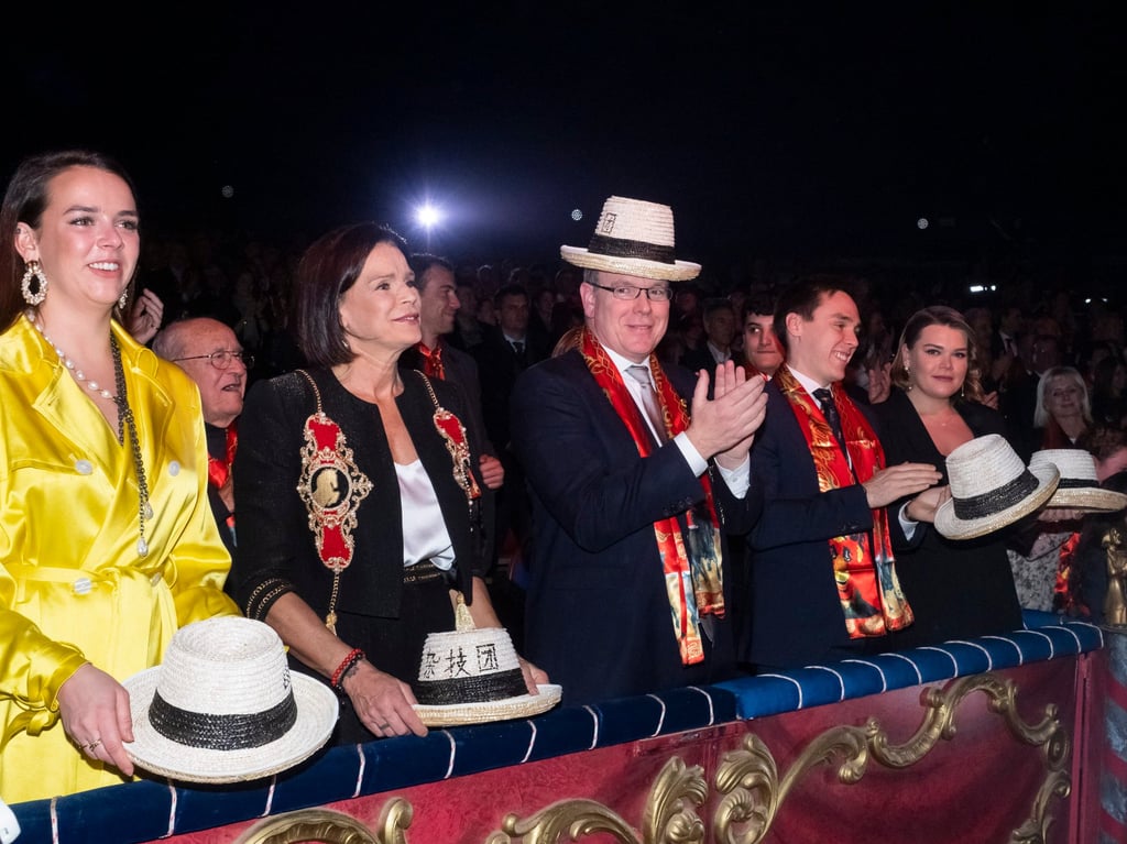 Pauline Ducruet, Princess Stéphanie of Monaco, Prince Albert II of Monaco, Louis Ducruet and Camille Gottlieb attend the 44th International Circus Festival in Monaco, in January 2020. Photo: Getty Images